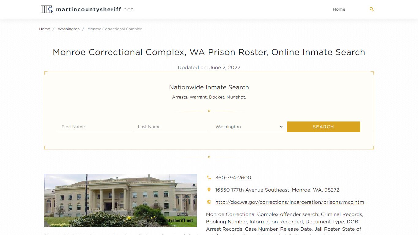 Monroe Correctional Complex, WA Prison Roster, Online Inmate Search ...